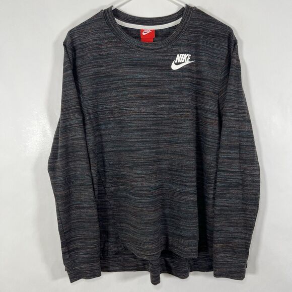 Nike Crewneck Sweater Womens Size Large Black Colorful Heathered Sweatshirt - Picture 1 of 12